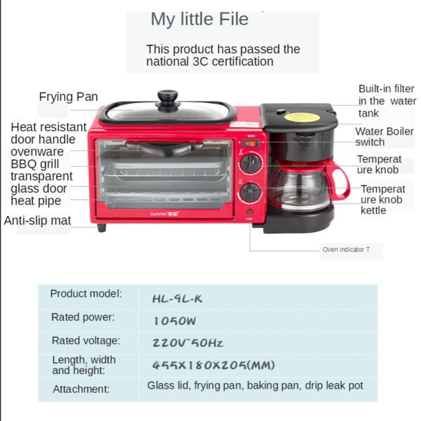 Electric Oven 3 In 1 Breakfast Machine