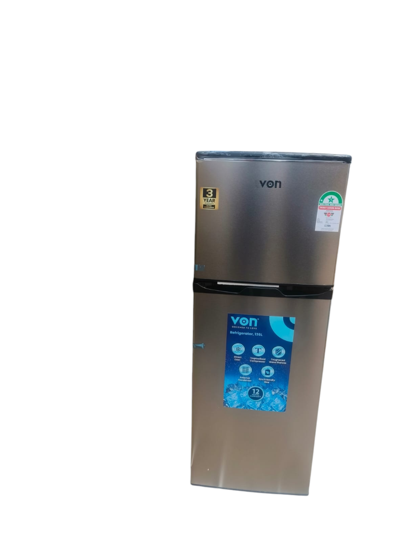 VON VRT-138DRHX Double Door Refrigerator.