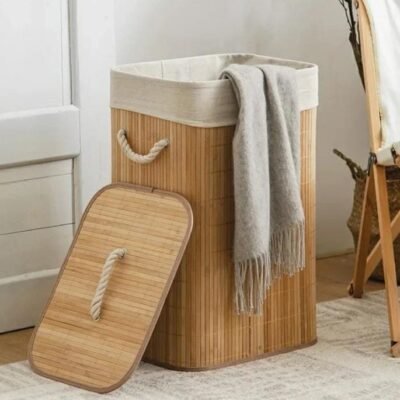 Large Capacity Foldable Wooden Laundry Basket