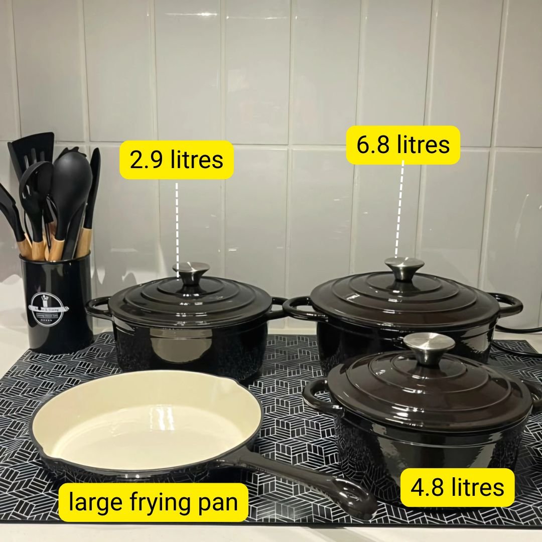 7 pcs enamel cast iron cookware capacity
