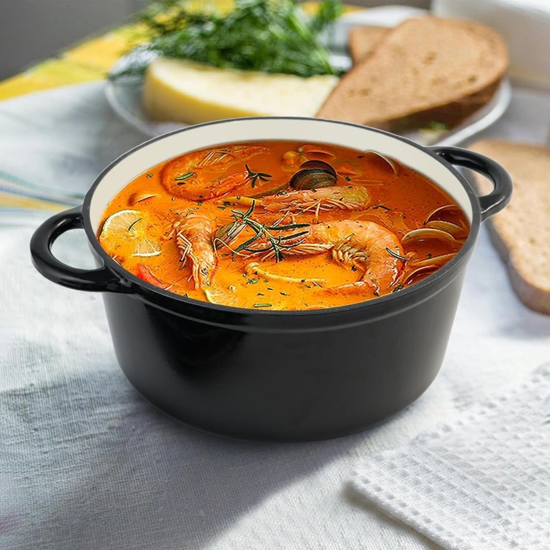 7 pcs enamel cast iron cookware serving