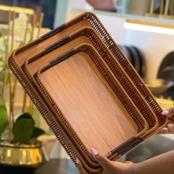 Ashnahome three multifunctional bamboo serving trays