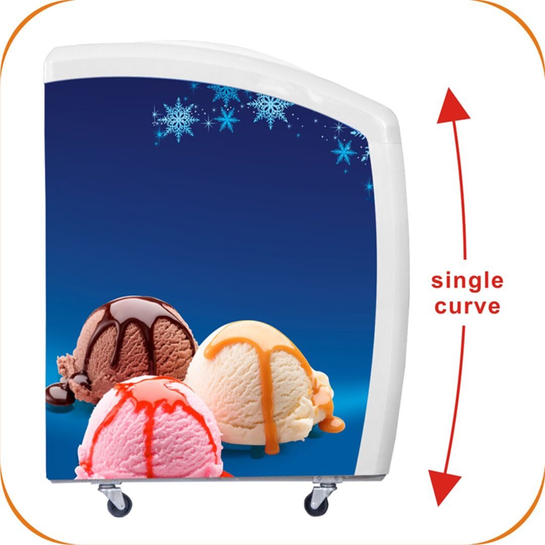 TLAC 256L Showcase Ice Cream Freezer Ashna Home Appliances sideways curve illustration