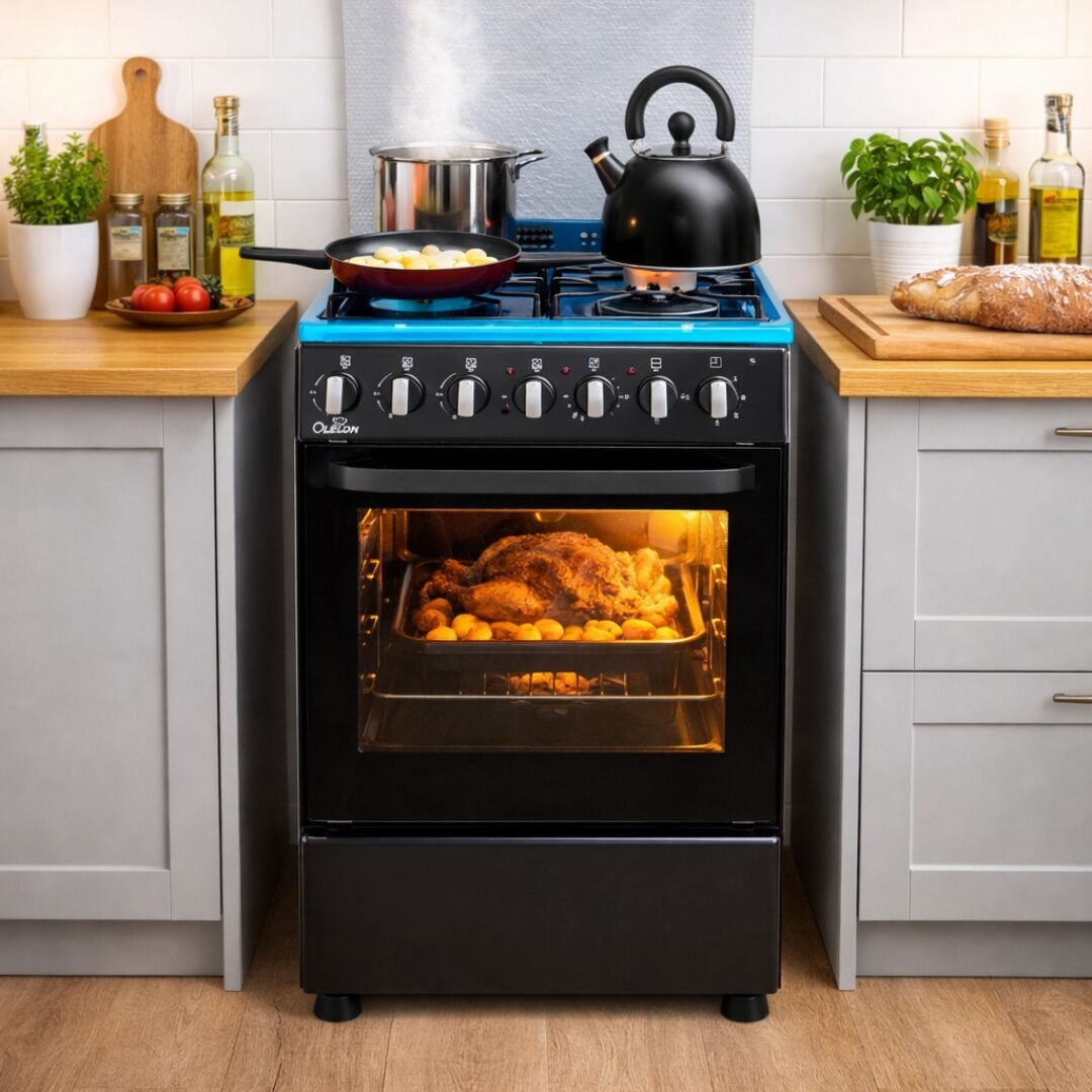 Olelon 50x55cm 3+1 Standing Cooker in use in a kitchen