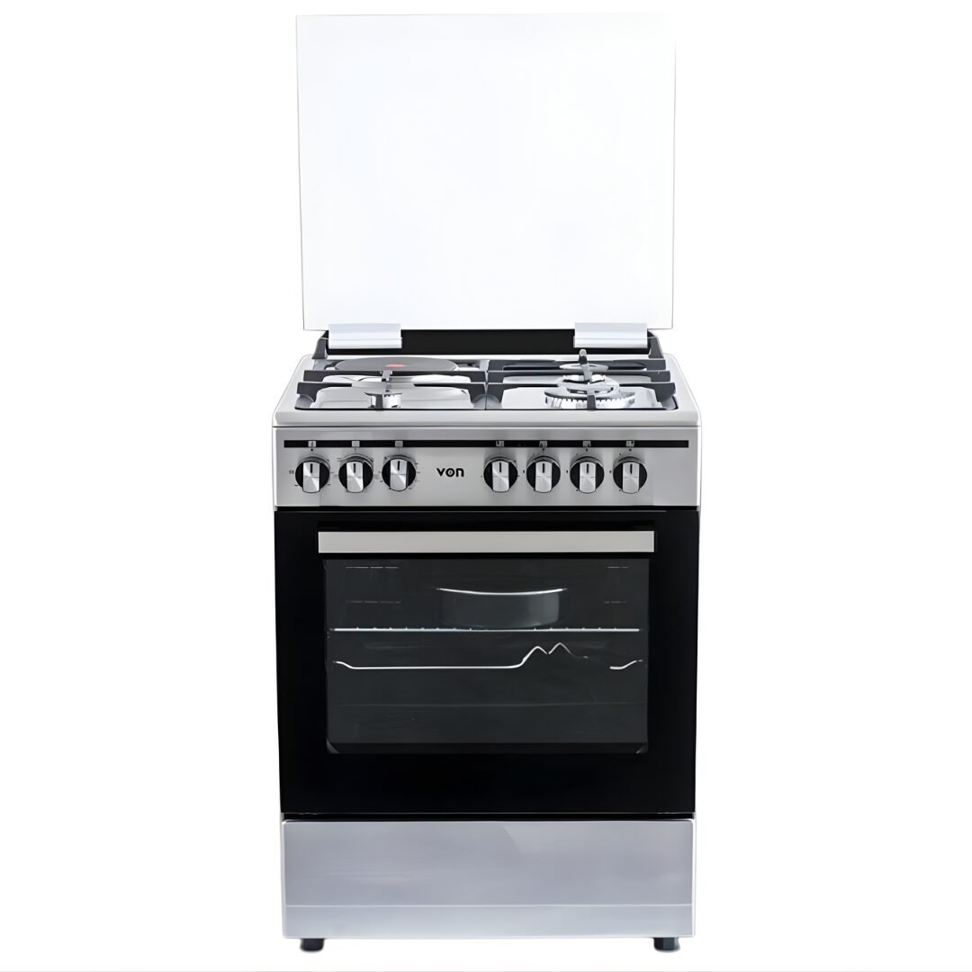 VON 3Gas+1Electric Burner Freestanding Cooker in a white background