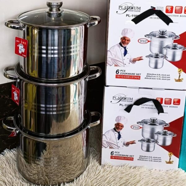 Edenberg Stainless Steel Cookware Set 3Pcs - 9L,11.1L and 12.6L