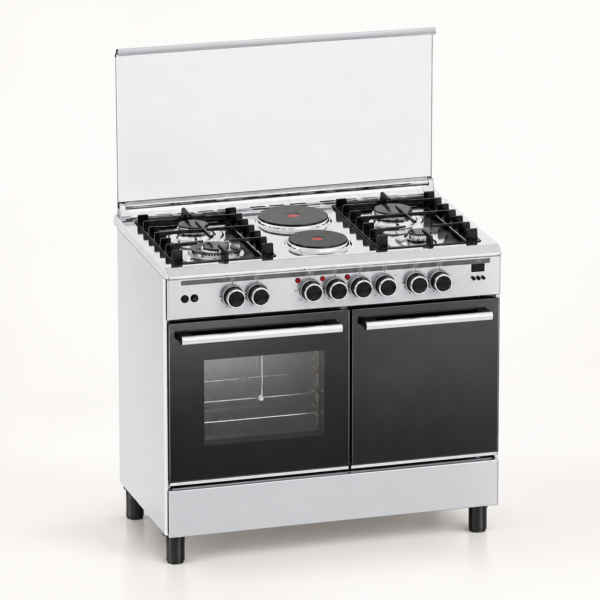 Haier HCR6042EDS 60x90 4+2 Standing Cooker with Gas Sensor, Gas Cylinder Compartment & Wide Electric Oven