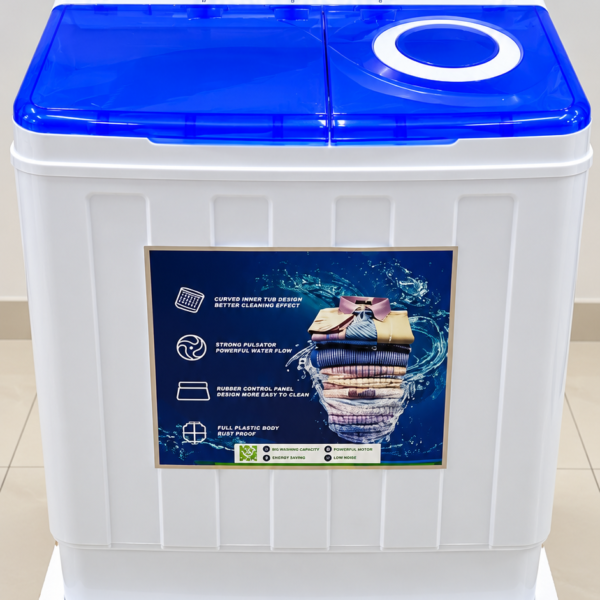 Roch 8KG Twin Tub Top Load Washing Machine – Semi-Automatic Wash & Spin